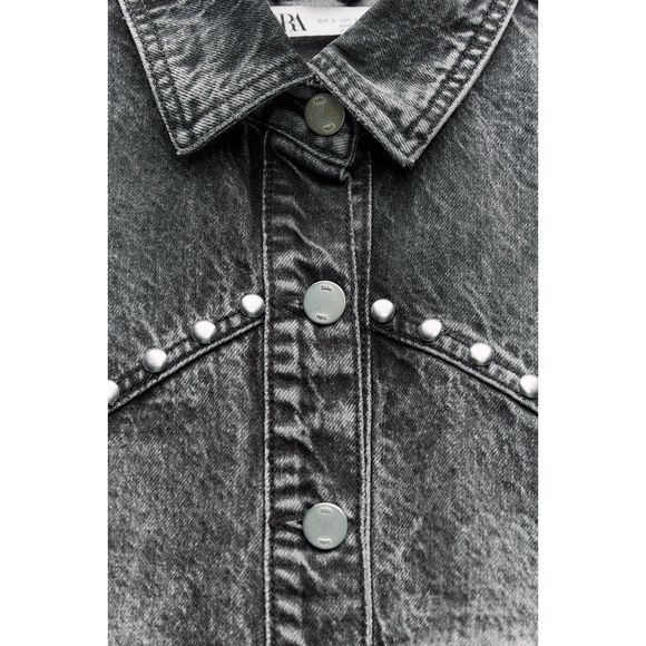 ZARA STUDDED Z1975 DENIM JACKET - Picture 8 of 9